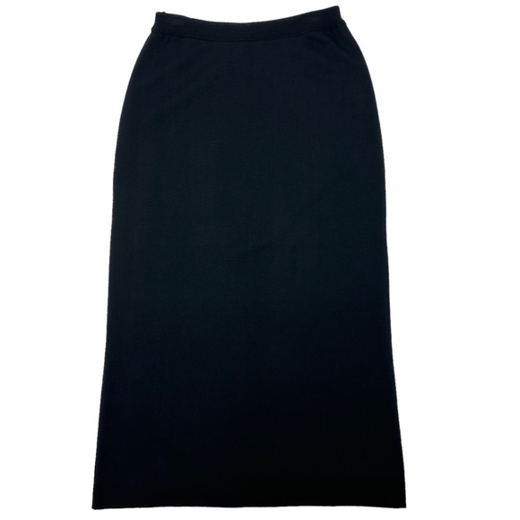 NEW GISPA Black Italian Wool Blend Knit Maxi Pencil Skirt Pull On Size Large - Picture 1 of 5